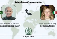 Appel téléphonique entre Giorgia Meloni et Shehbaz Sharif