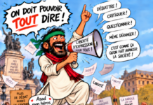 Caricature : Le plouc guidant le Peuple Libre